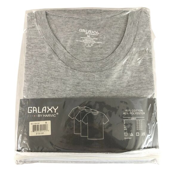 Galaxy by Harvic Mens Undershirt T Shirts 3 Pack Heathered Gray Size M - Picture 1 of 3
